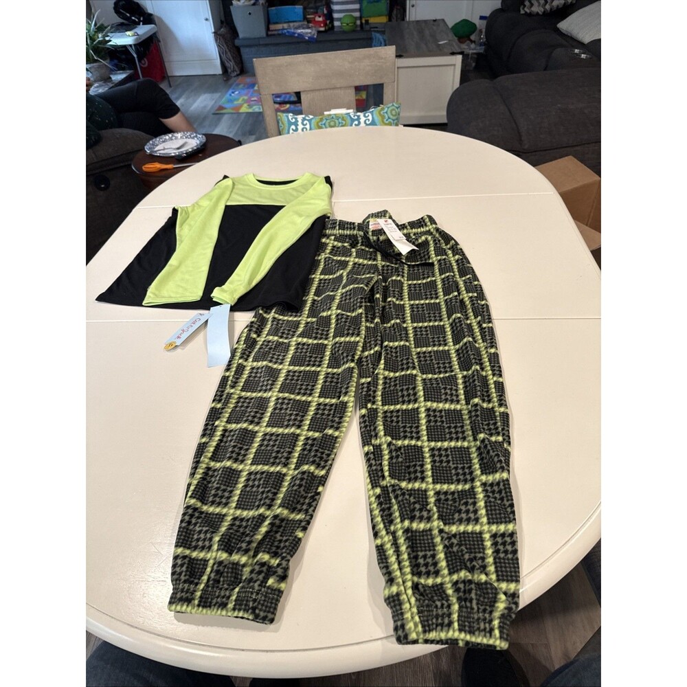 Cat And Jack Pajama Set sz Youth L(10/12) Green And Black